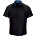 Workwear Outfitters Men's Long Sleeve Perform Plus Shop Shirt w/ Oilblok Tech Black/ Roayl Blue, 4XL SY32BR-RG-4XL